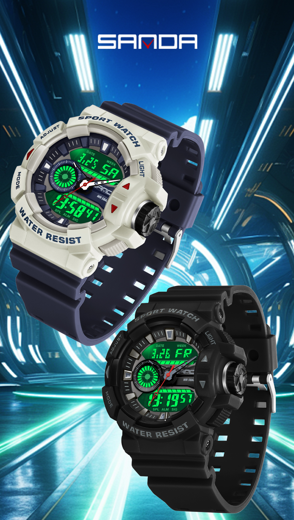 SANDA G Style Men Digital Watch Date Military Sports Watches Waterproof Electronic Wristwatch Mens Clock Orologio da uomo 3310