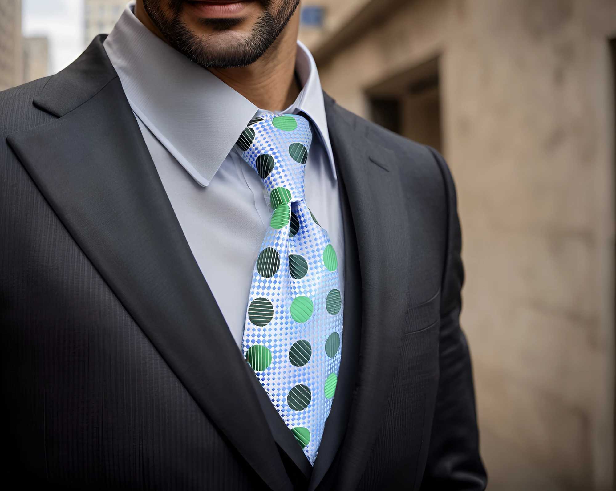 Polka dot necklace fashionable wedding pattern tie mens accessories novel flowers falling off Y240925