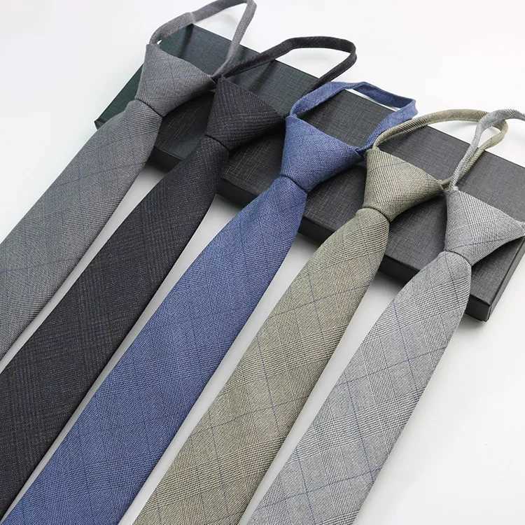 Classic British style pure cotton self-adhesive tie and zipper tie suitable for mens business wedding party set accessories Y240925