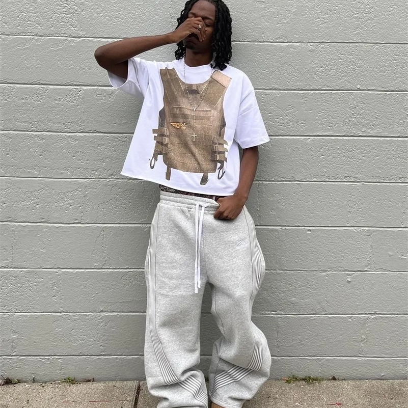 Y2k Embroidered Gray Casual Pants Camo Functional Tactical Mens Premium Jogging Drawstring Sweatpants y240925