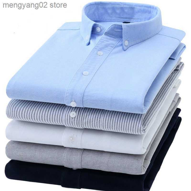 Men's Casual Shirts S~6XL Cotton Oxford Shirt For Mens Long Sleeve Plaid Striped Casual Shirts Male Pocket Regular-Fit Button-Down Work Man Shirt S250912