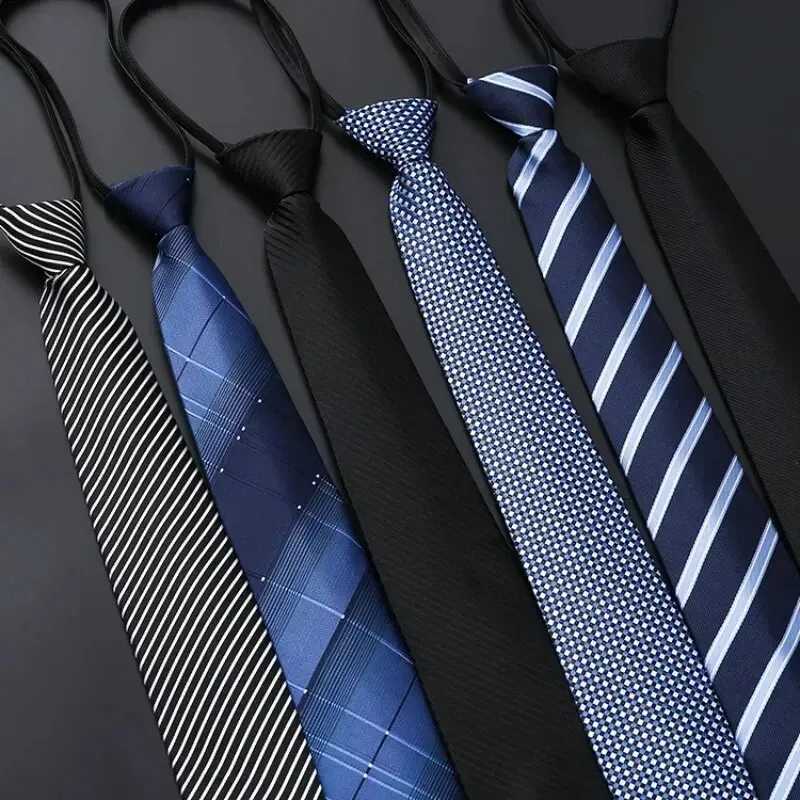 Elegant blue and black striped mens shirt business dress zipper collar lazy tie vest accessories wedding Gro Y240925