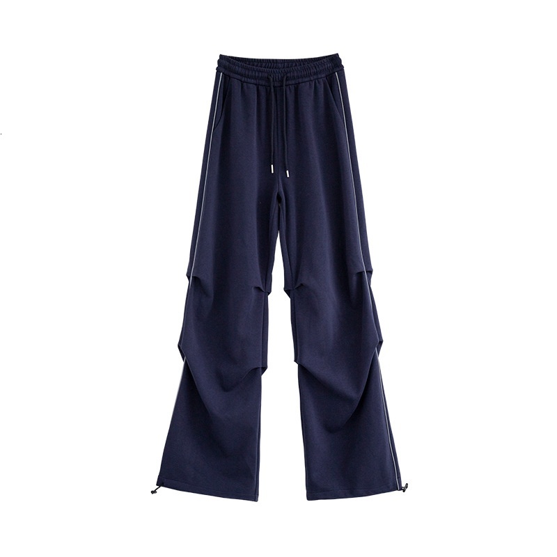 American sports for women, 2024 autumn new high waisted straight small parachute pants, casual wide leg work pants