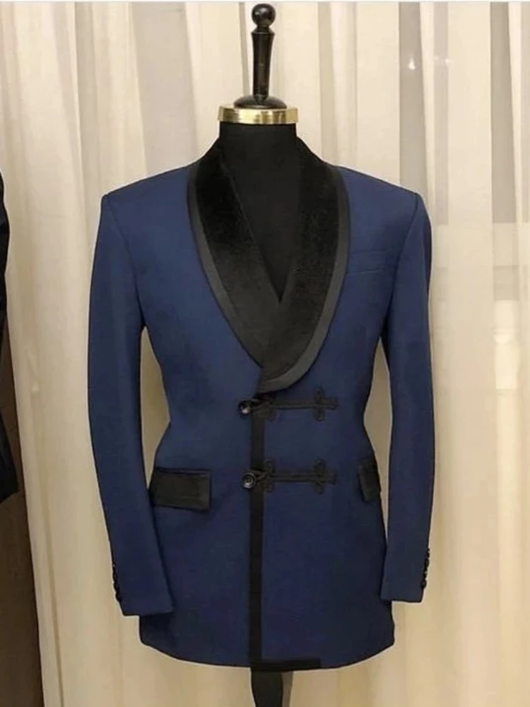 Double Breasted Men's Suit Jacket Slim Fit for Wedding Single One Piece Groom Tuxedo Blazer Shawl Lapel Suit Jacket 2024