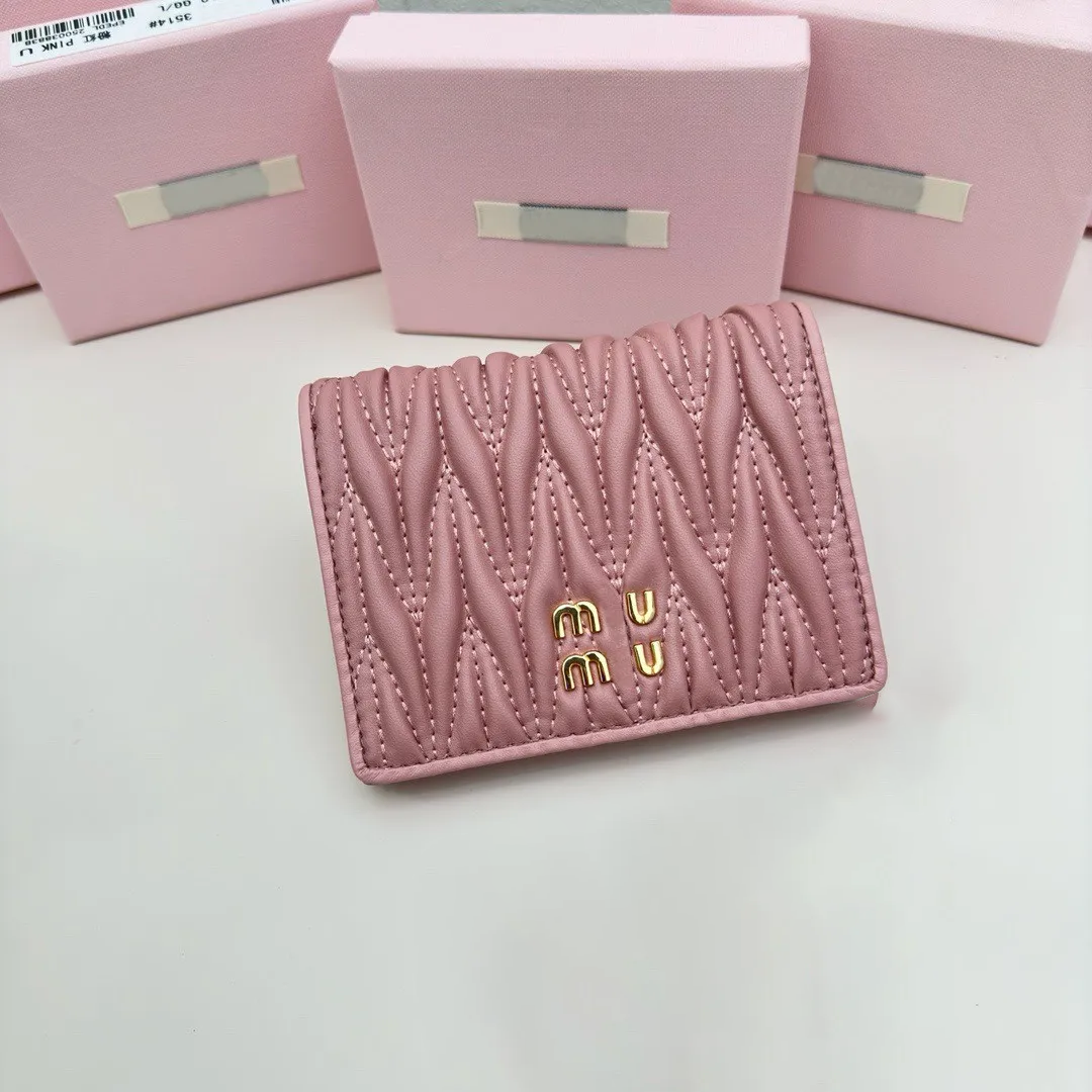 Womens Matelasse Designer Leather Wallet Fashion Mens Credit Card Holder Luxury Lambskin Letter Purse Wallet Women Zipper Short Wallets With Box