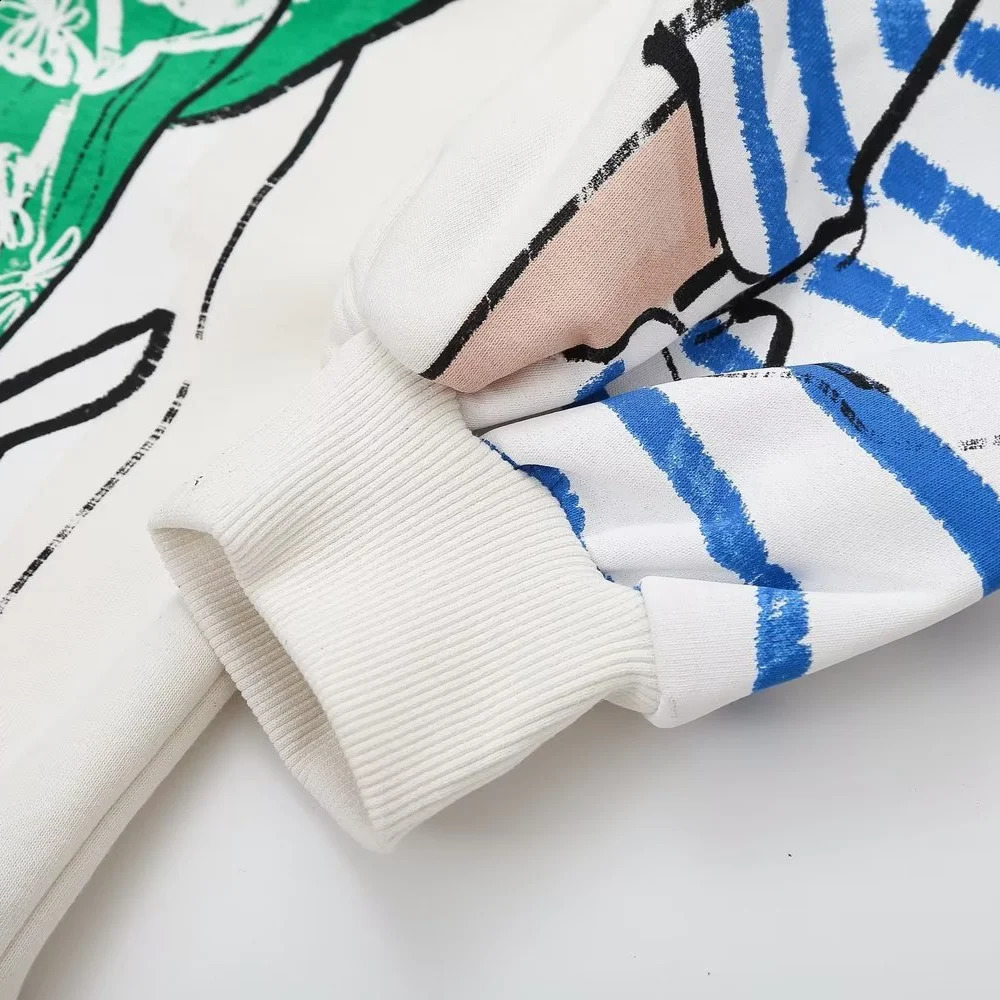 UNIZER Autumn Line Womens Fashion Floral Round Neck Long Sleeve Loose Sports and Leisure Printed Sweater 240926