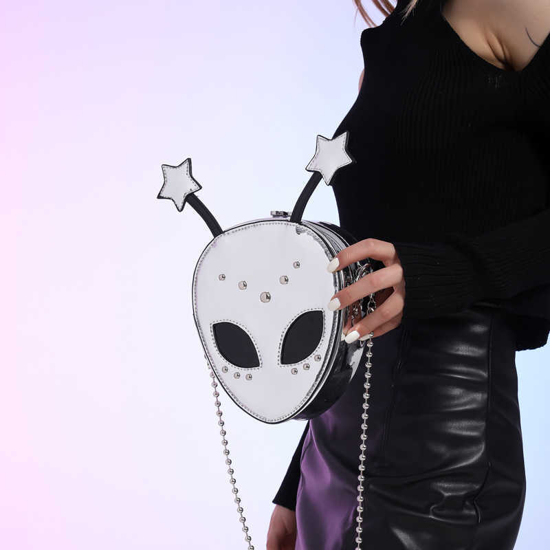 Unique quirky alien bag ladies Halloween cartoon fashion niche versatile small shoulder bag trend 240915