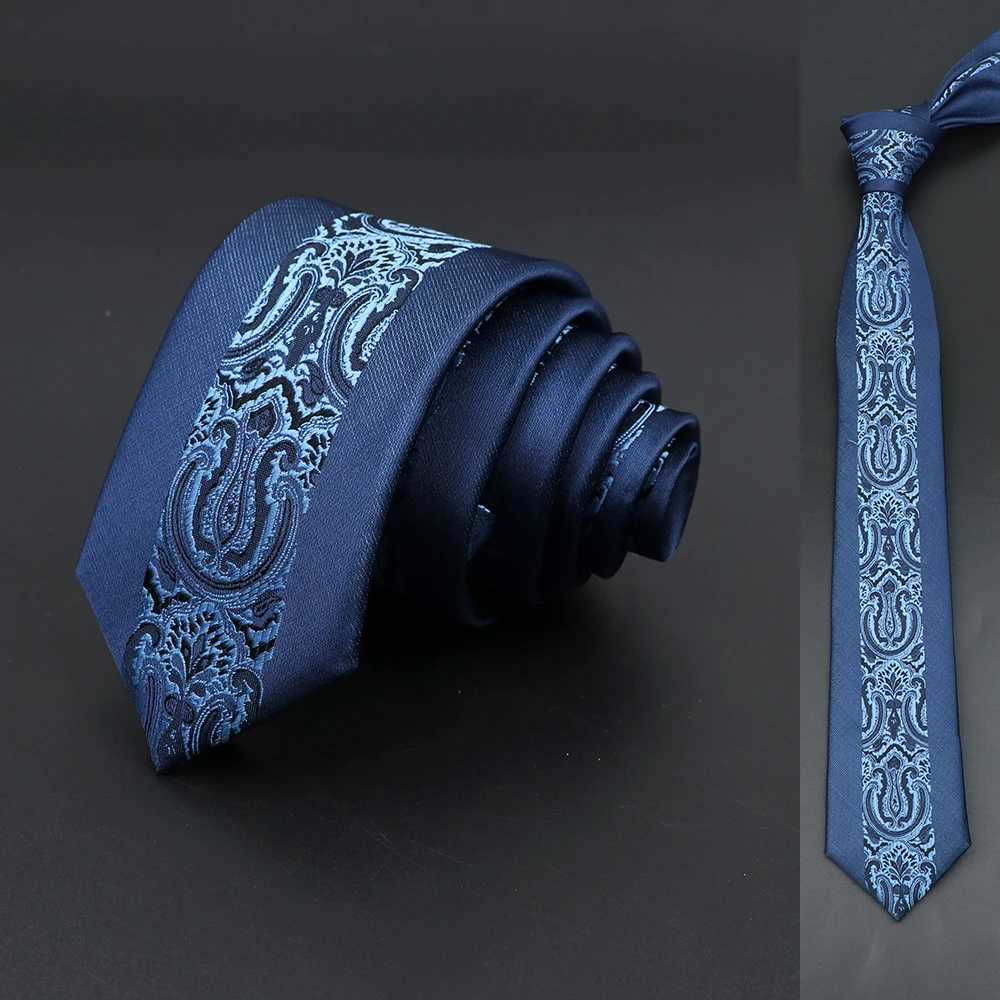 Skinny 6cm Ties For Men Wedding Dress Necktie Floral Paisley Patchwork Black Blue Tie Business Slim Shirt Accessory Gift Cravate X2504071