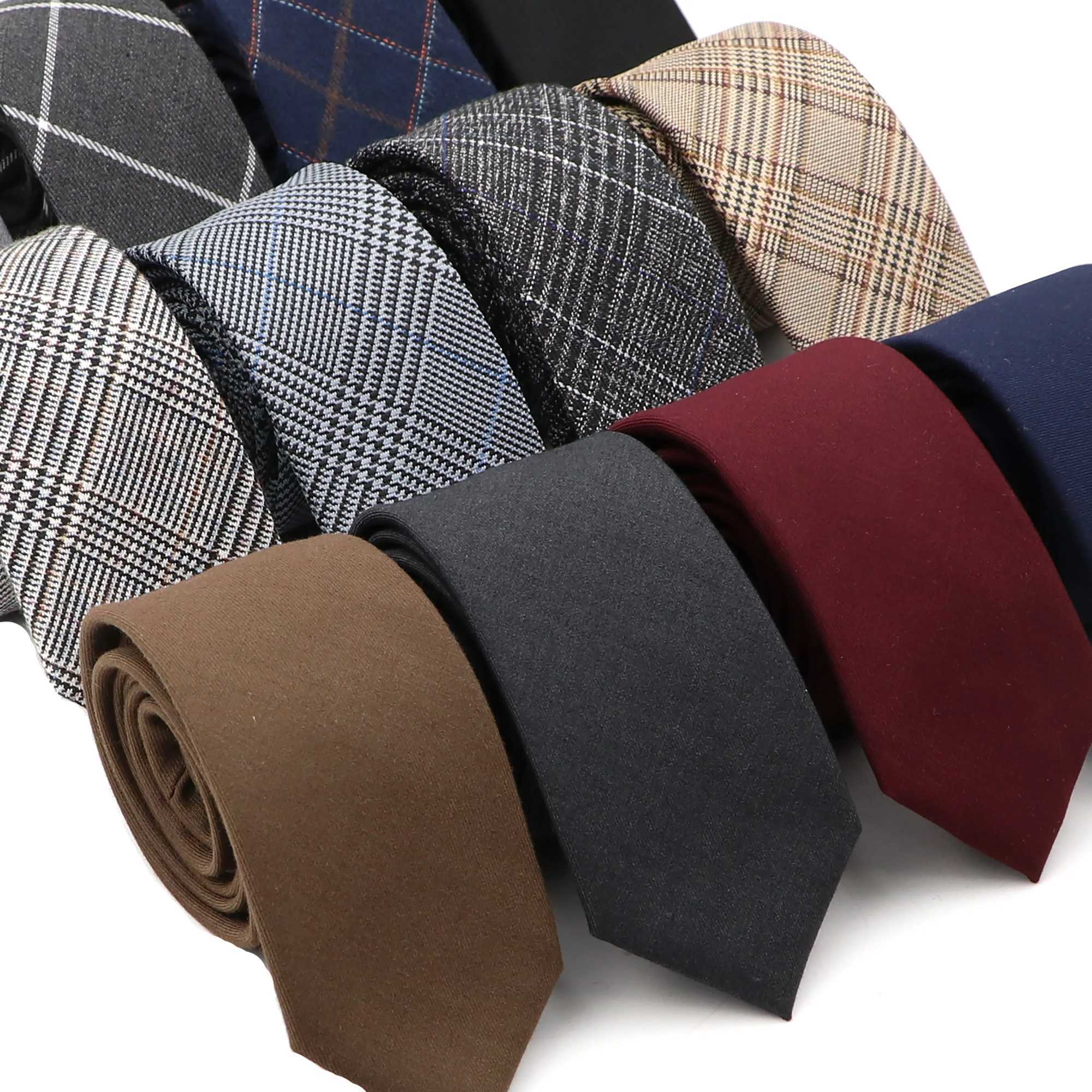 Mens 6cm high-quality pure cotton handmade thin flat collar mens slim fit suit casual tie Y240925