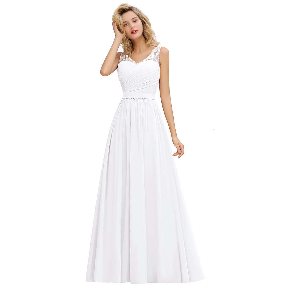 BABYONE Elegant Lace Bridesmaid Dresses V Neck 2024 Prom Dress Simple Chiffon Party Gowns Vestidos Para Bodas CPS1365