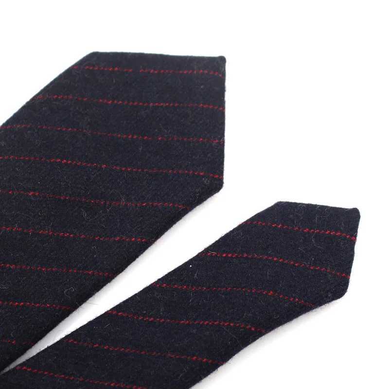 Mens fashionable wool tie tight solid casual collar Corbata ultra-thin striped collar wedding gift set tie accessories Y240925