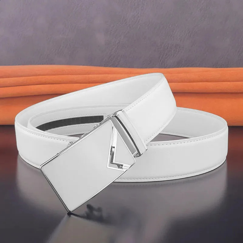 Golf White Leather Belt Korean Edition Fashionable Mens Business Travel High Quality Leisure Automatic Buckle 240925