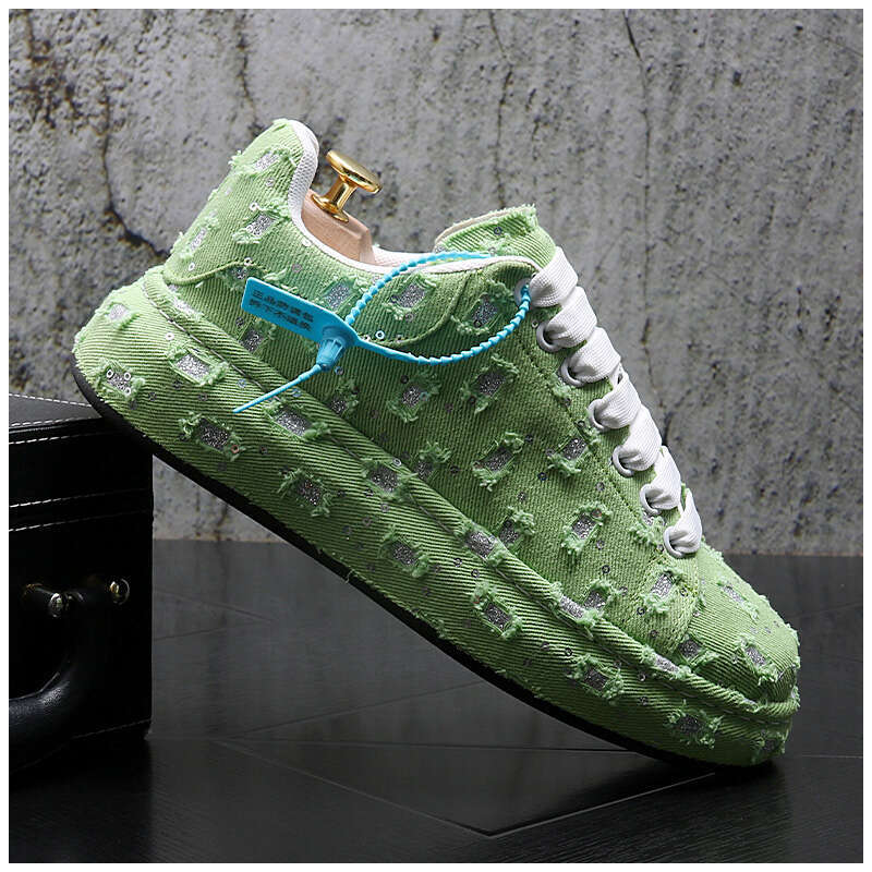 Ripped cowboy Casual for Men Wear-Resistant Fashion Lightweight Breathable Walking Comfortable Platform Outdoor Shoes