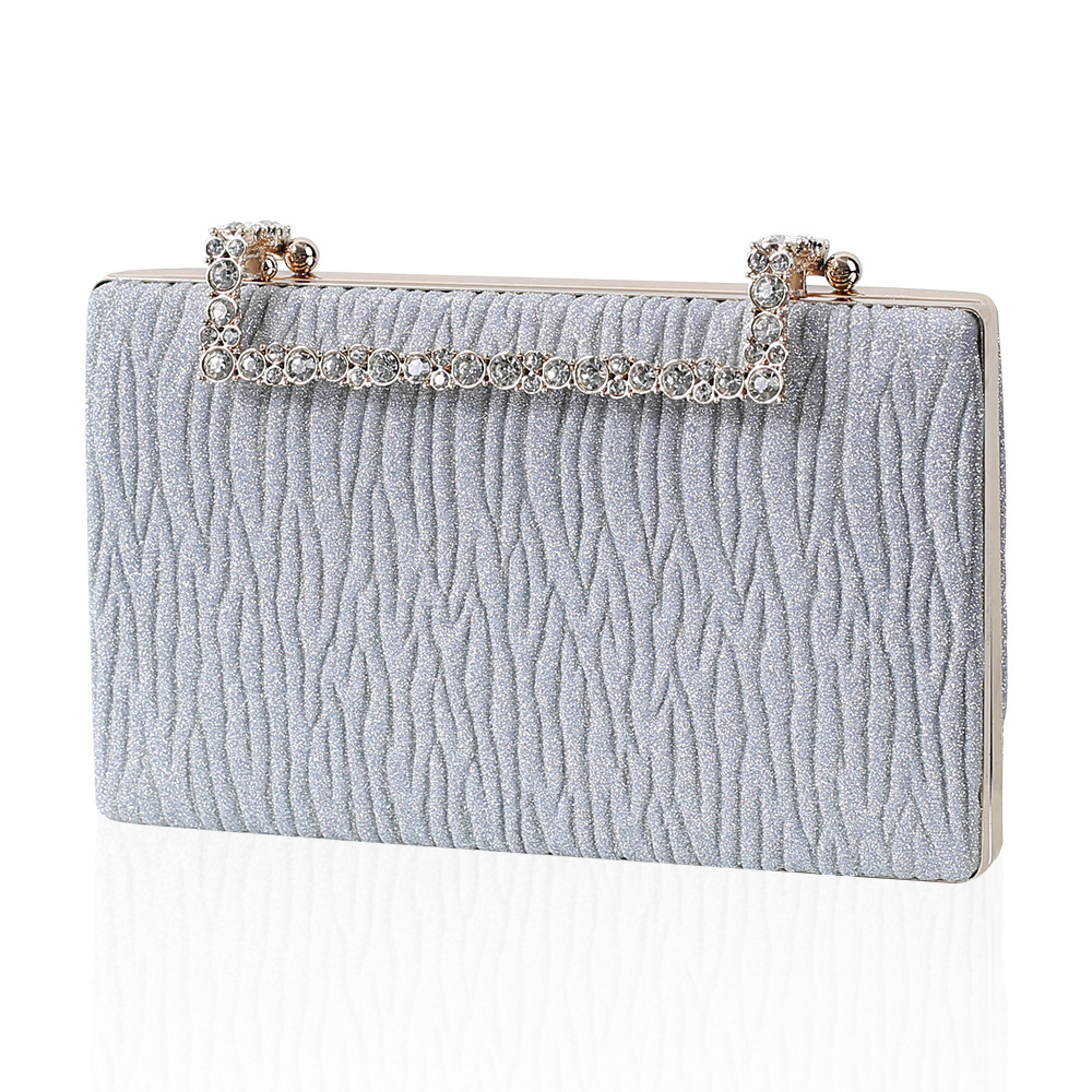 Champagne dinner Bag Pleated Diamond Sparkly dress Clutch Bag Black Dinner bag
