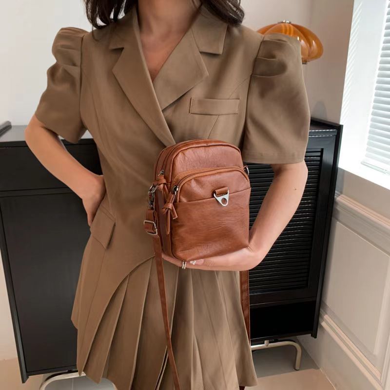 New Fashion Trend Women's Casual Crossbody Solid Color Foreign Style Small Single Shoulder Mobile Phone Bag