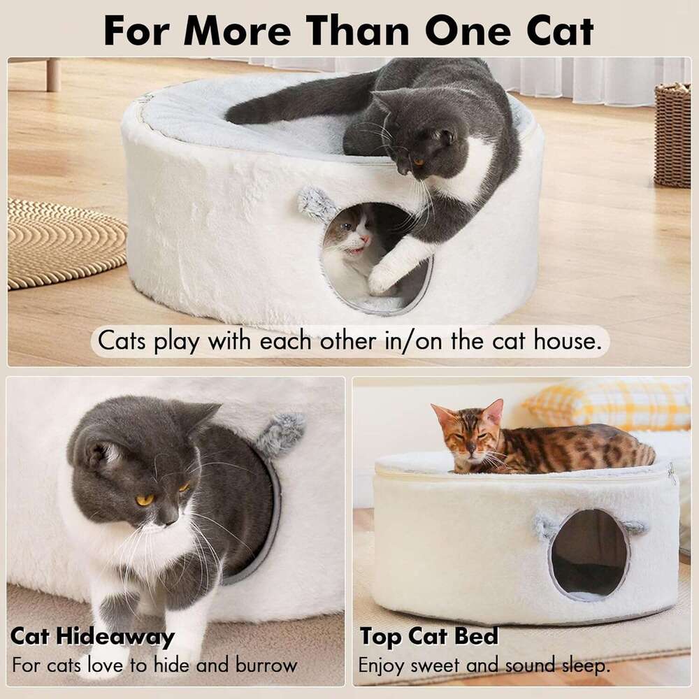 Cat suitable for indoor cats, fluffy hole, large enclosed house, pet bed hammock with detachable and washable cover, oval cat hiding