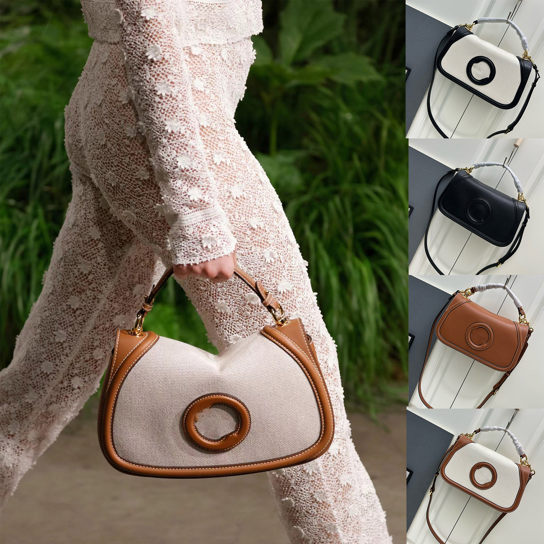 blondie top handle bag designer round interlocking g leather patch tote women men zipper closure handbag chain strap tassel shoulder bags purse canvas bag