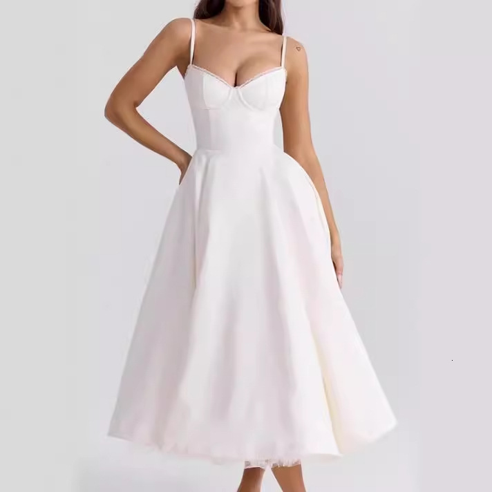 European and American style 2024 summer new women's fashion double-layer lace suspender sexy slim fit black fungus edge dress for women designer