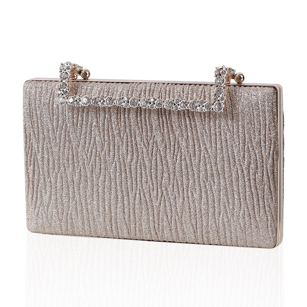 Champagne dinner Bag Pleated Diamond Sparkly dress Clutch Bag Black Dinner bag