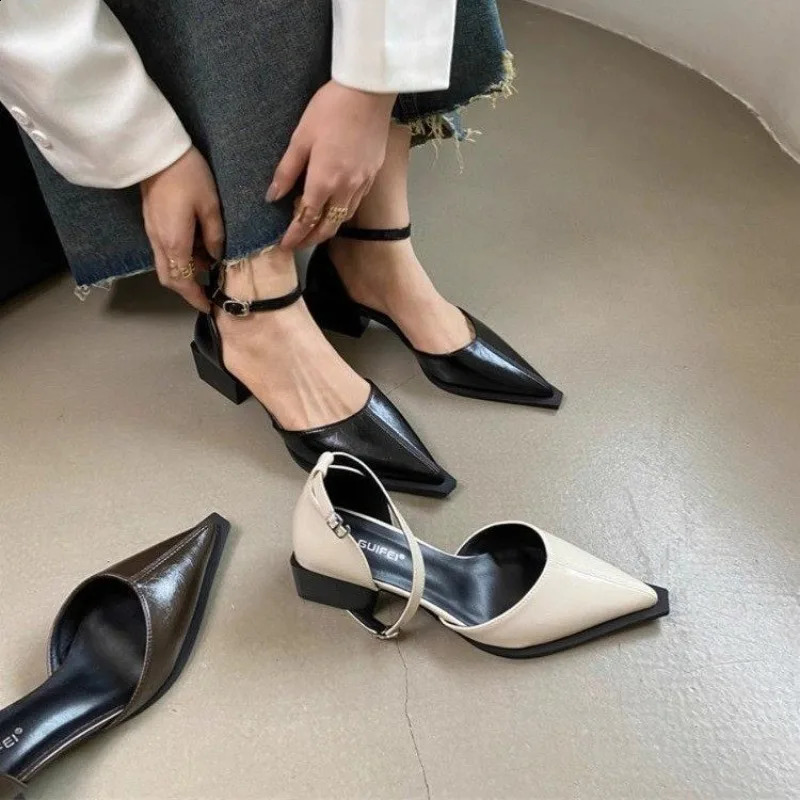 Designer Spring Women Mary Jane Shoes Women Vintage Girls Students JK Thick High Heels Women Elgant Pointed Toe Pumps 240925