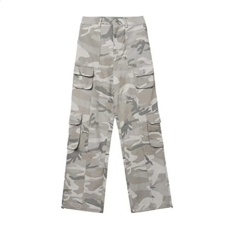 Streetwear Fashion Mens Camouflage Cargo Pants Multi Pocket Hip Hop Mens Clothing Loose Sports Aesthetics Tactical Wide Trouser 240924