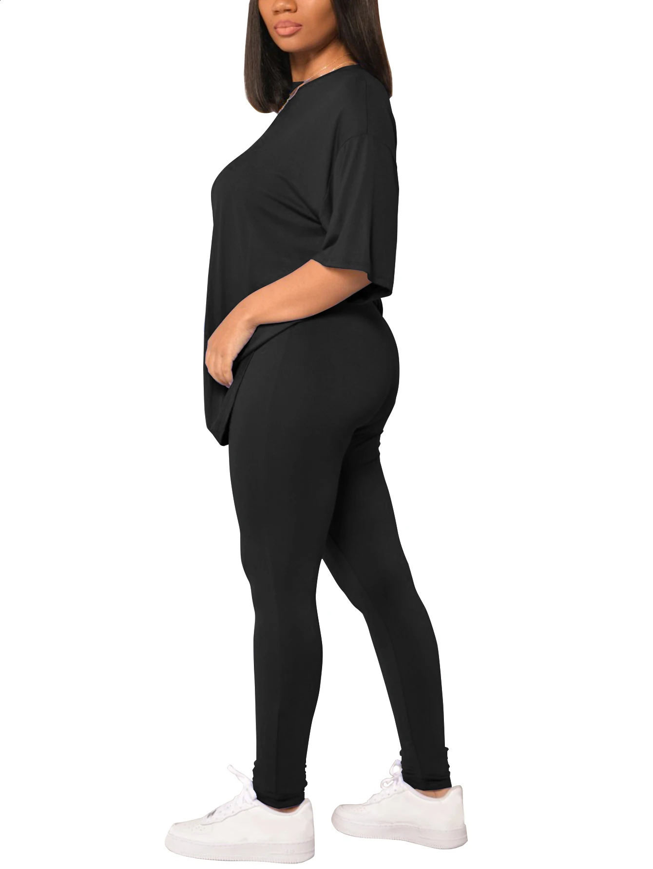 Womens casual 2piece set sports shirt and pants jogging 240927