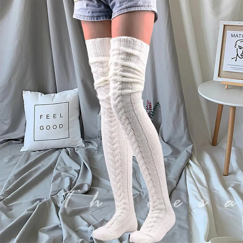 Womens thick socks extra long wool knitted warm boots long socks warm socks 240927