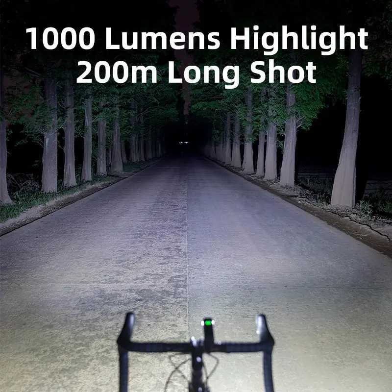 Offbondage bicycle light 1000Lumen bicycle headlight power pack flashlight handle USB charging MTB road highlight Y240921