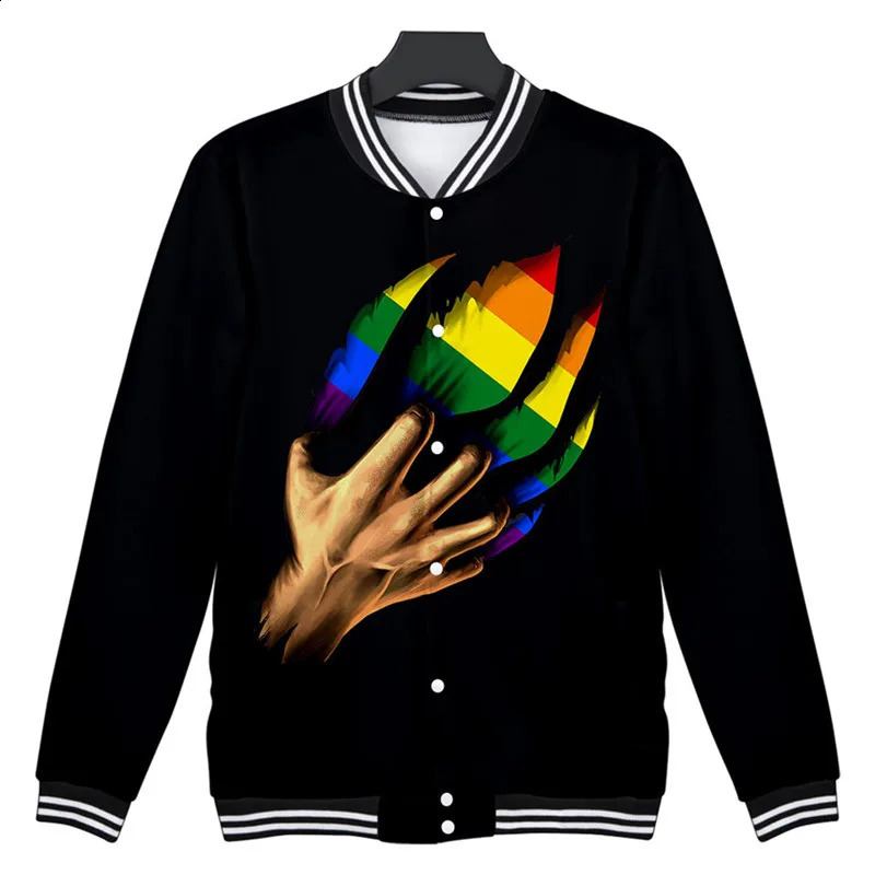 LGBT Fashion Jackets Baseball Clothing Uniform Coat Rainbow Flag Lesbians Gays Casual Hoodies Harajuku Sweatshirt Bomber Jacket 240927