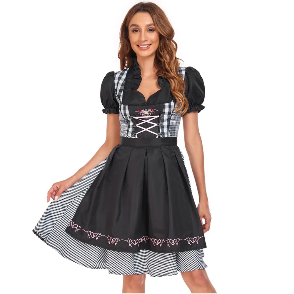 Bavarian Womens Beer Festival Dirndl Dress with Apron Beer Festival Bartender Attendant Costume Role Playing Carnival Halloween Party 240927