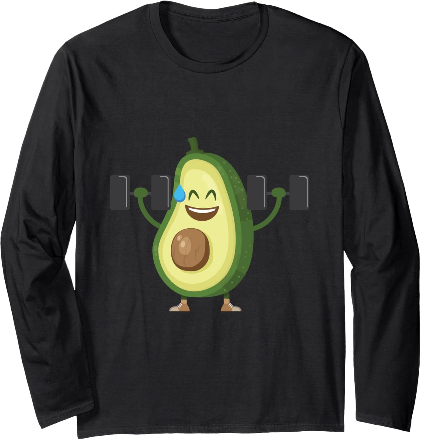 Long Sleeve Shirts for Men sweatshirt Happy Avocado Lifting Weights Workout, Funny Cartoon avocado Long Sleeve Streetwear Casual tops clothes