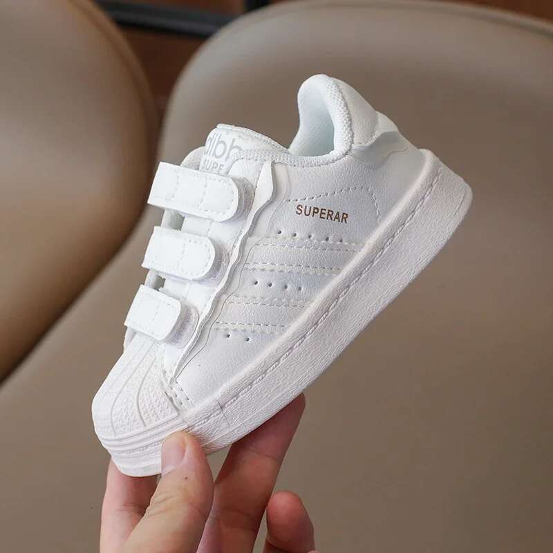 Childrens Baby Sneakers Blue Leather Boys Girls Toddler Four Seasons Models Pink Versatile Non-slip Small Kid Single Shoes