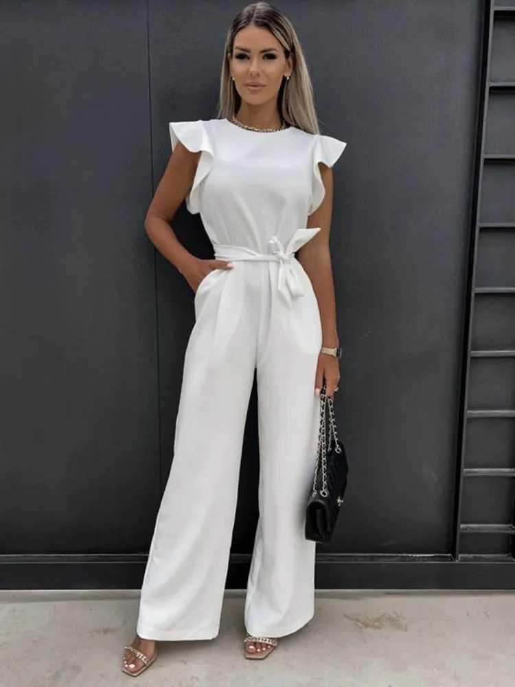 Summer Short Sleeve Wide Leg Jumpsuit For Women Elegant Romper Vintage Streetwear Jumpsuits Overalls Women Jump Suit Woman M240926