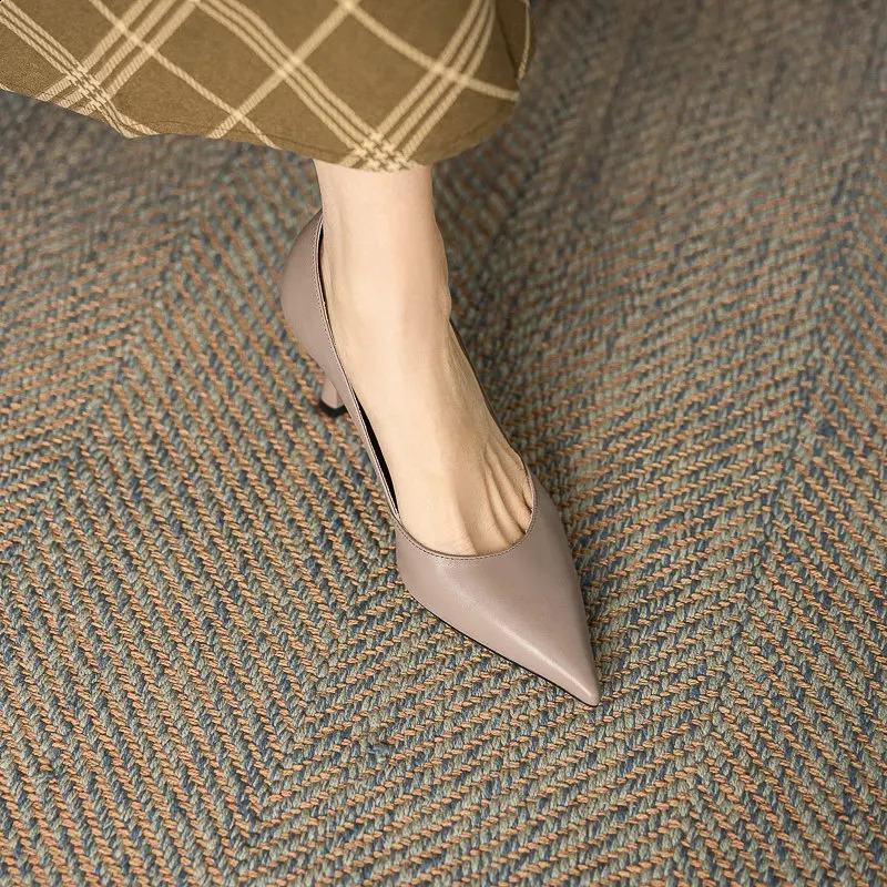 QUTAA Wedding Spring Summer Women Shoes Fashion Thin High Heels Genuine Leather Pointed Toe Dress Female Pumps Size 34-39 240921
