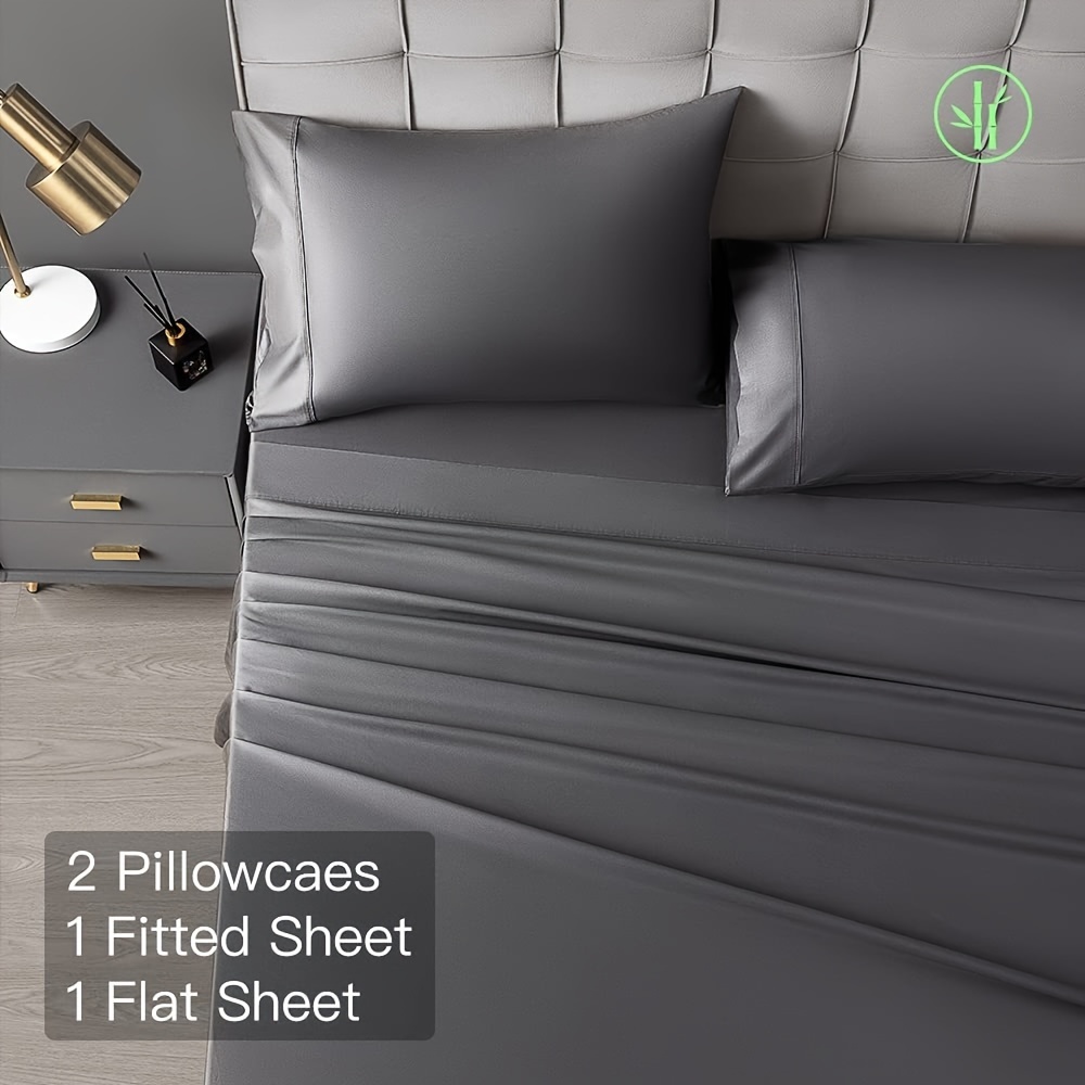 4 Piece Bamboo Bed Sheets Set Rayon Derived From Bamboo Cooling Breathable Bed Sheets Silky Bedding Sheets Pillowcases 16 Inch Deep Pockets Sheet Set 