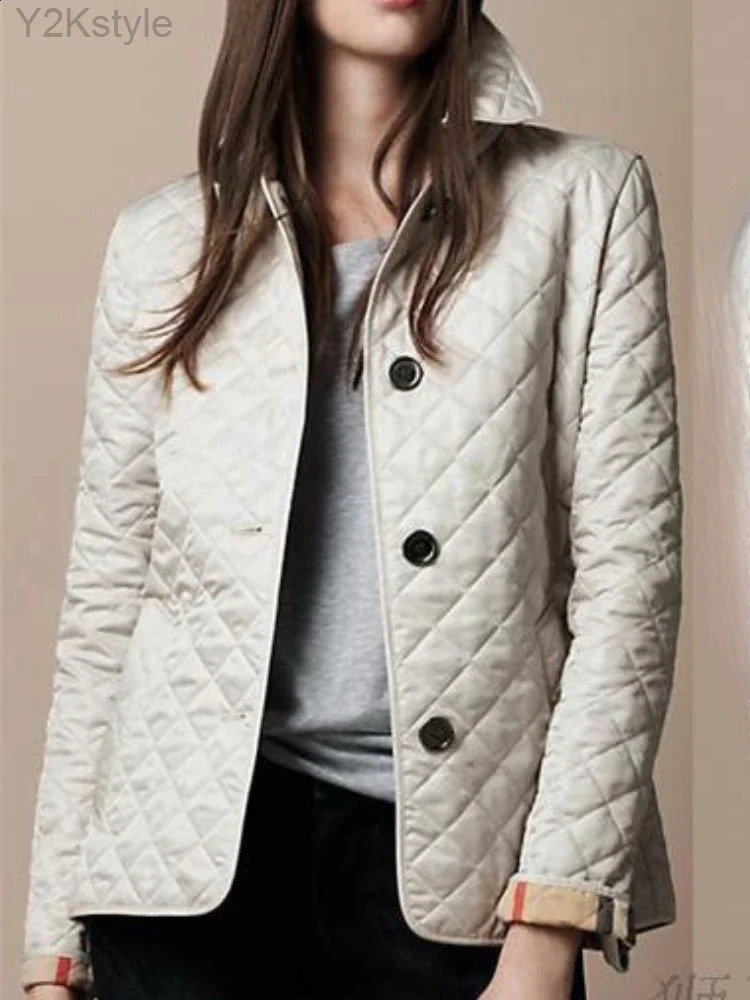 Quilted Coat Winter Jacket Women Turndown Collar Jackets for 2024 Elegance Office Lady Singlebreasted Warmth Streetwear 240921
