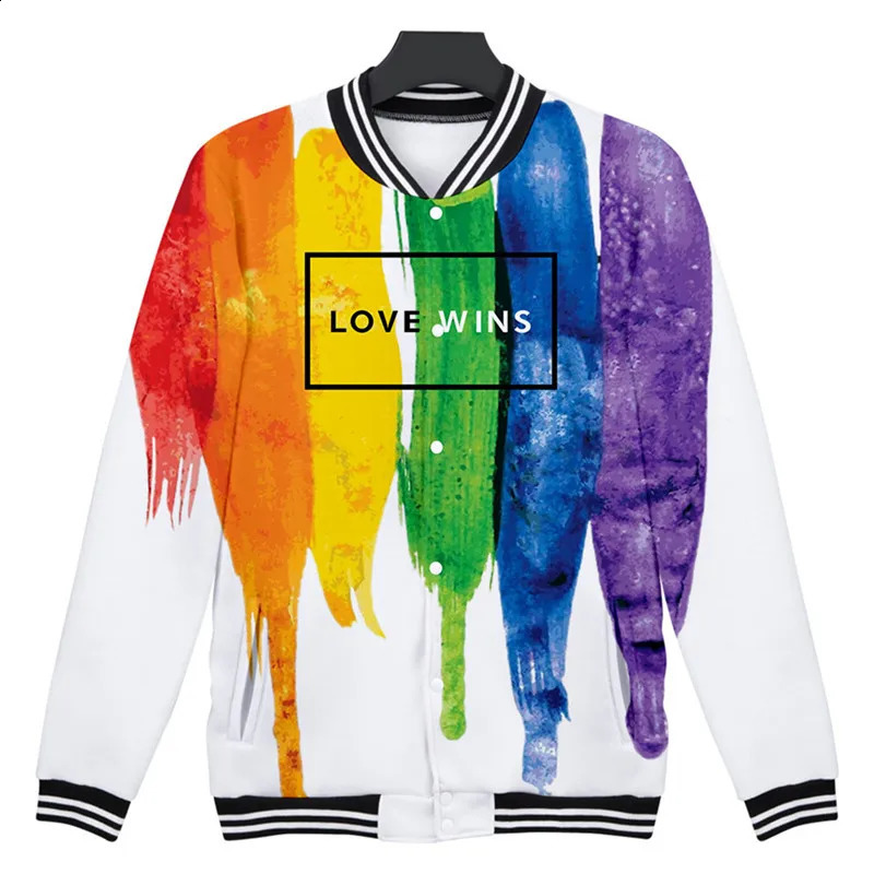 LGBT Fashion Jackets Baseball Clothing Uniform Coat Rainbow Flag Lesbians Gays Casual Hoodies Harajuku Sweatshirt Bomber Jacket 240927