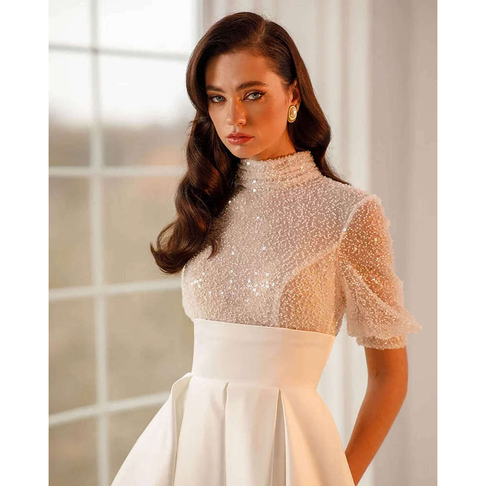 Wedding Princess Dresses A E High Neck Split Sequined Backless Or Length Long Bridal Gown Vestido De Novia Custom Made