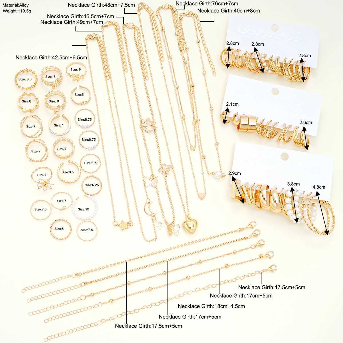 51 elegant Bohemian metal earrings rings necklaces bracelets jewelry sets for ankles suitable for warm parties daily casual gifts Y240926