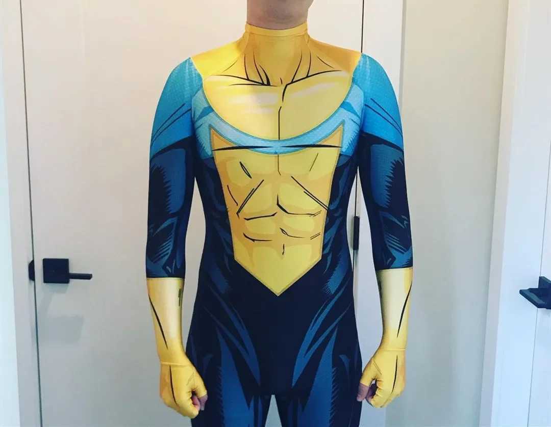 Catsuit Costumes Hallown Invincible Cosplay Come Zentai Bodysuit Suit Mark Grayson Jumpsuits Adults Kids Y24092765MX