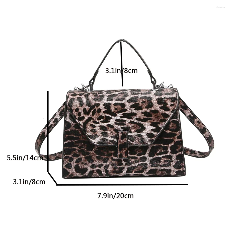 3 Drawstring Small Square Handbag Classic For Women Vintage Clutch Bag Leopard Pattern Crossbody Shoulder Ladies Pu Leather 4