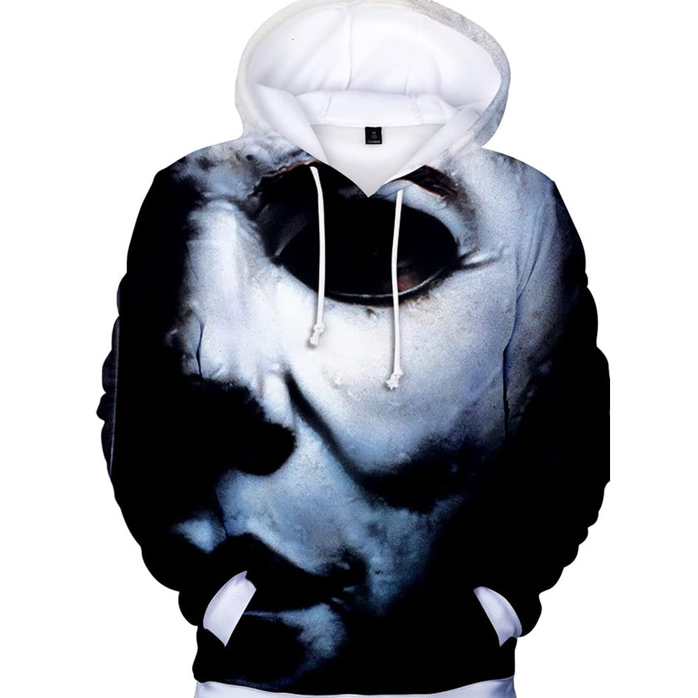 Hoodie for Mens Womens Fashion All-Print Pullover Halloween Michael Myers 3D Printing Hoodie Sweatshirts Adult Men And Womens Casual Streetwear Graphi