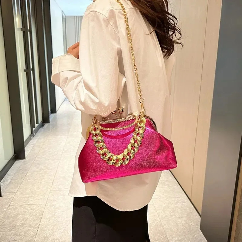 New Free Shipping Designer Bag Home>products Womens Gold Green Chain Messenger Bag Pu Leather Shoulder Bag Shell Clip Er Handbag And Wallet Wedding