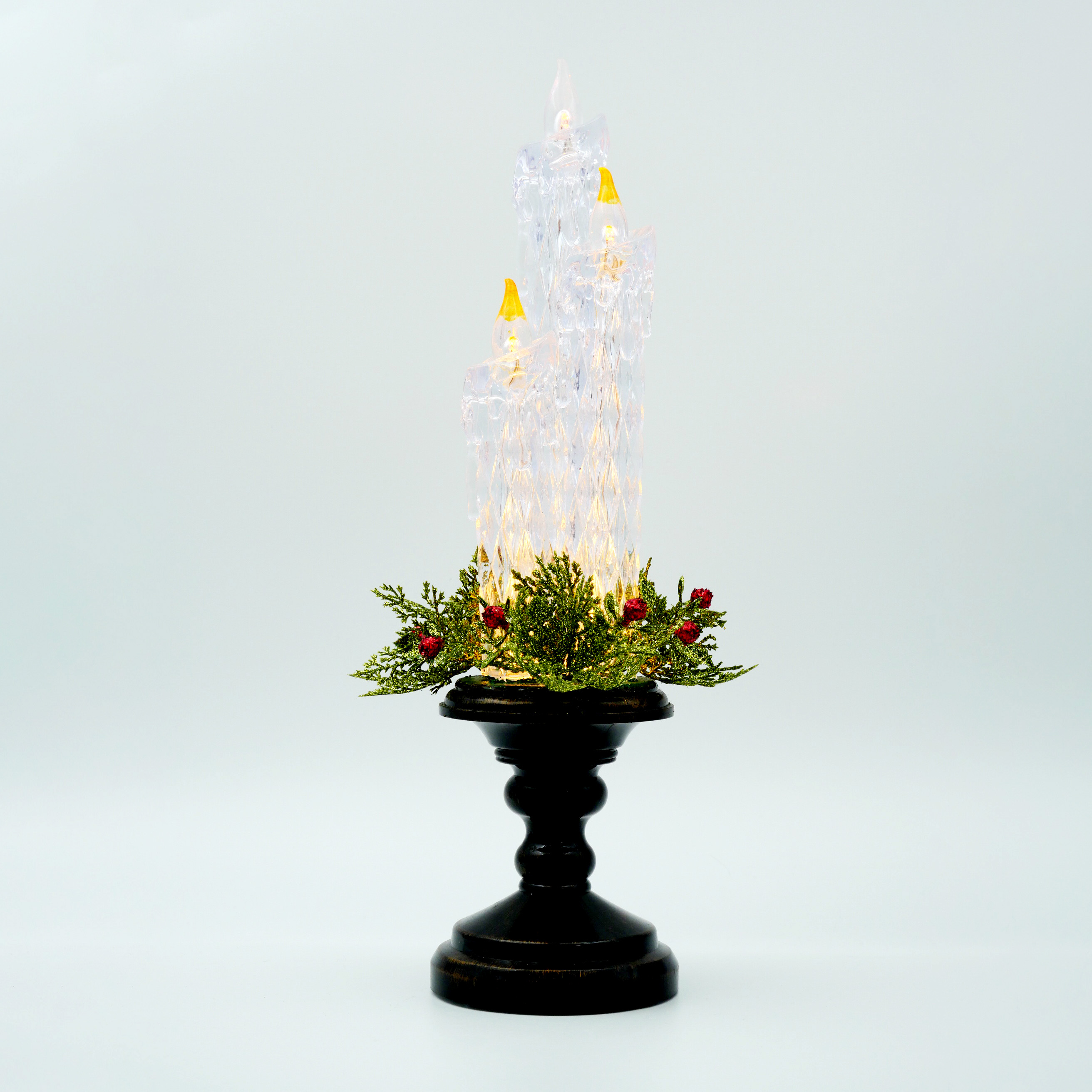 Christmas gift crystal tube candles with warm white flower lights can be timed decoration