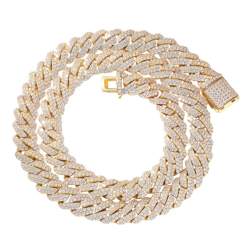 moissanite bracelet jewelry designer necklace 10mm 12mm 14mm Wide sier gold Chain Mens Hip Hop chains for men cuban link chain gift