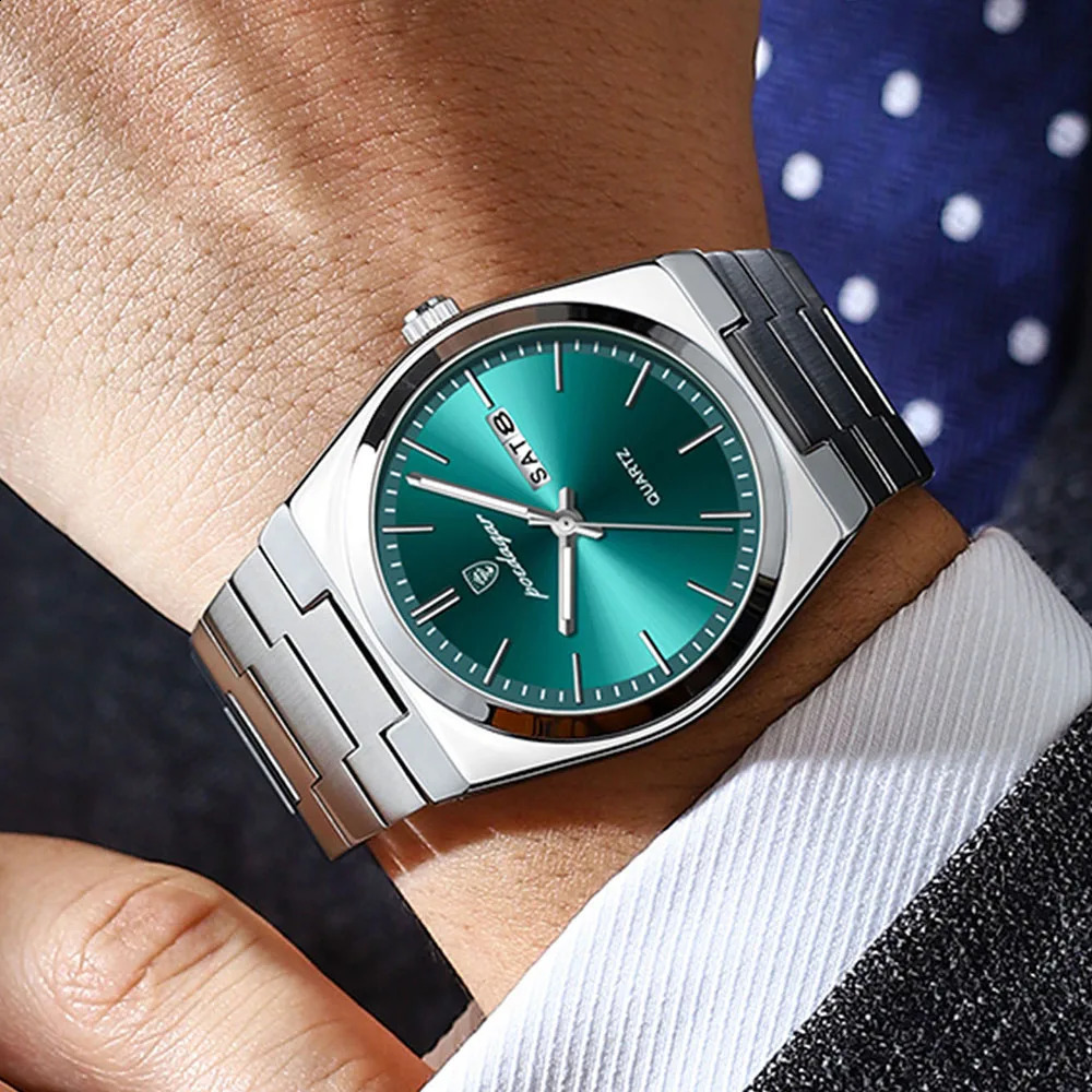 POEDAGAR Mens Watches Fine Steel Sport Fashion Original Quartz Watch for Man Waterproof Luminous Date Weel Gentleman Trend Relo 240919