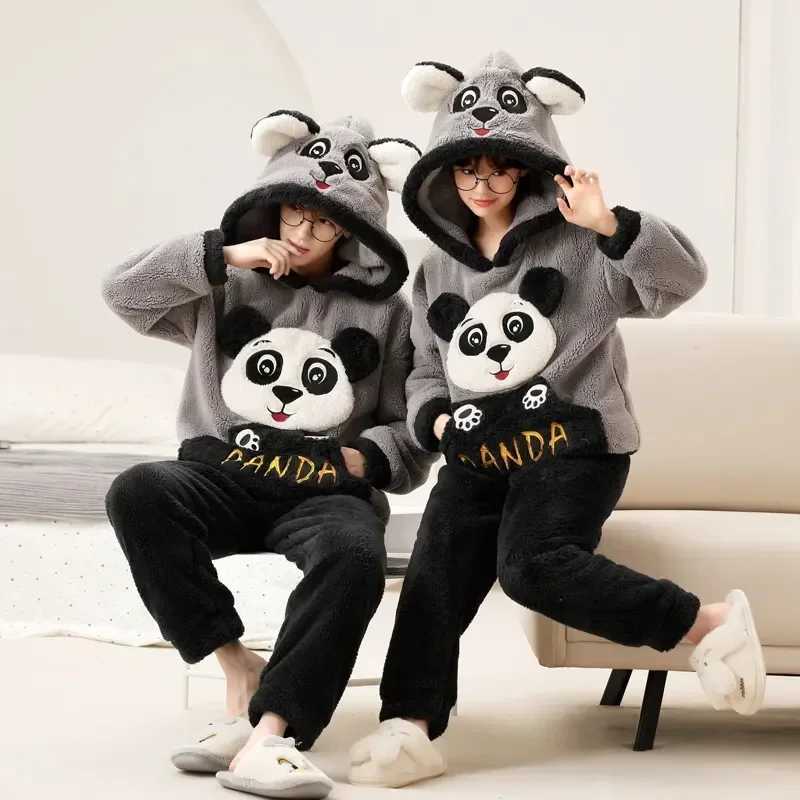 Plush Flce Pajamas Set for Couples Long Slve Hooded Winter Slpwear Warm u0026 Cozy Flannel Pajamas for Men u0026 Women L251018PPG1