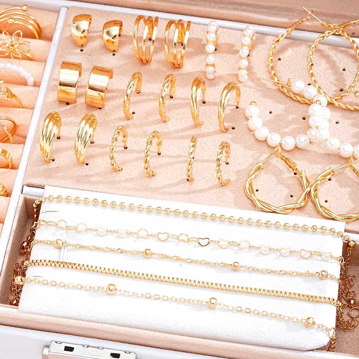 51 elegant Bohemian metal earrings rings necklaces bracelets jewelry sets for ankles suitable for warm parties daily casual gifts Y240926