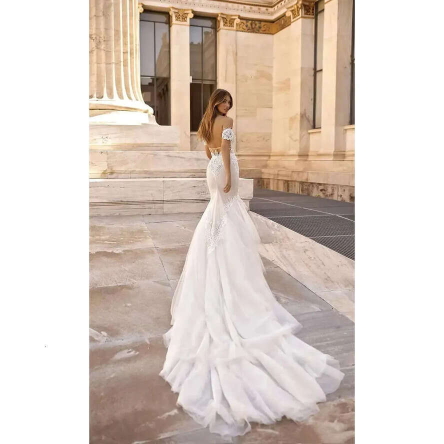 Dress With Sleeveless Strapless Wedding Mermaid Sexy Latest Backless Lace Beads Split Organza Formal Ocn Custom Made Tulle Or-Length