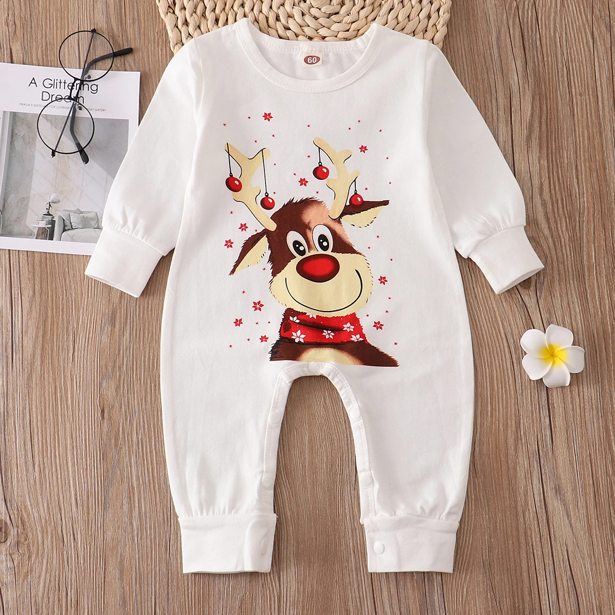 Christmas Family Matching Pajama Set Cute Deer Adult Children Baby Pj Dog Clothing Scarf 240926